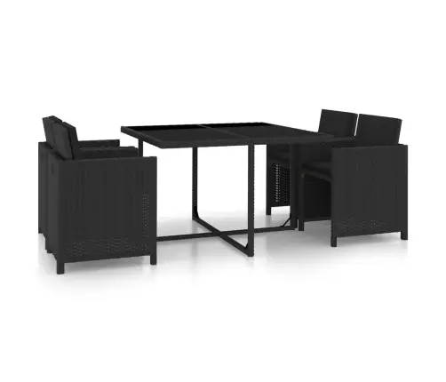 5-Osaline Aiamööblikomplekt Patjadega, Polürotang, Must