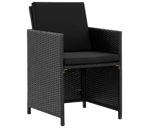 5-Osaline Aiamööblikomplekt Patjadega, Polürotang, Must