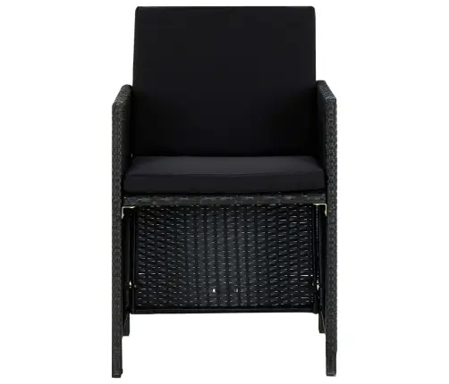 5-Osaline Aiamööblikomplekt Patjadega, Polürotang, Must