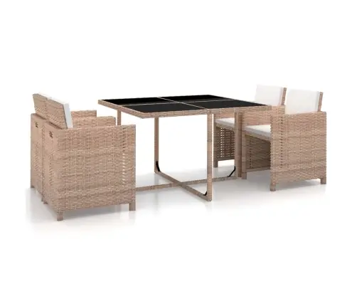 5-Osaline Aiamööblikomplekt Patjadega, Polürotang, Beež