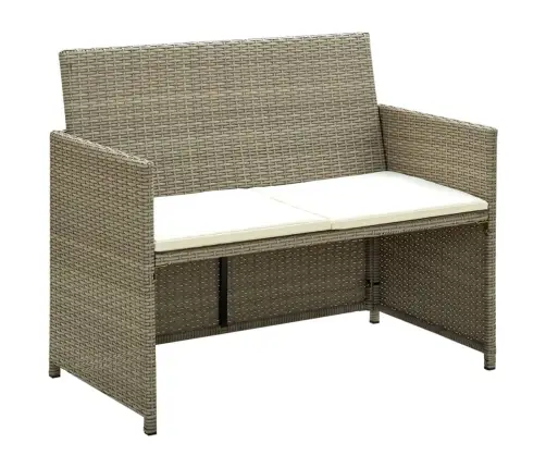 Divvietīgs Dārza Dīvāns Ar Matračiem, Bēša Pe Rotangpalma Vidaxl