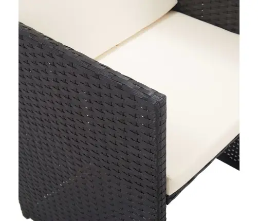 Valgomojo Komplektas Su Pagalvėmis, 15 Dalių, Juodas, Ratanas