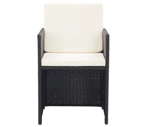 Valgomojo Komplektas Su Pagalvėmis, 15 Dalių, Juodas, Ratanas