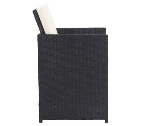 Valgomojo Komplektas Su Pagalvėmis, 15 Dalių, Juodas, Ratanas