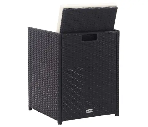 Valgomojo Komplektas Su Pagalvėmis, 15 Dalių, Juodas, Ratanas