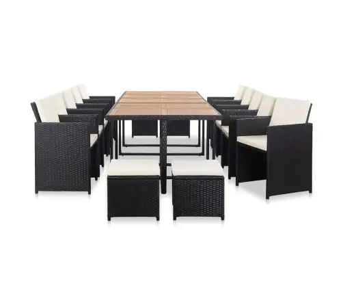 Lauko Komplektas Su Pagalvėmis, 15 Dalių, Juodas, Poliratanas