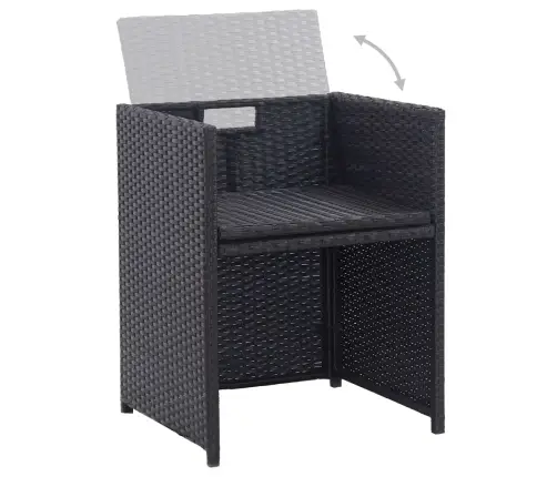 Lauko Komplektas Su Pagalvėmis, 15 Dalių, Juodas, Poliratanas