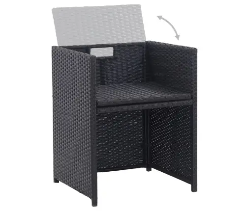 Lauko Komplektas Su Pagalvėmis, 17 Dalių, Juodas, Poliratanas