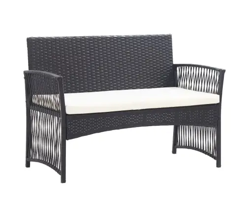 4-Daļīgs Dārza Atpūtas Mēbeļu Komplekts Ar Matraci, Melns Pe Vidaxl