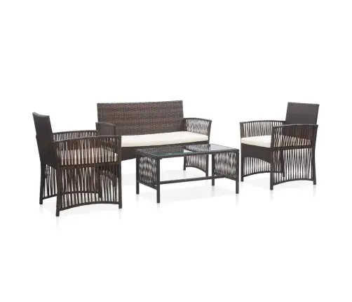 4-Daļīgs Dārza Atpūtas Mēbeļu Komplekts Ar Matraci, Brūns Pe Vidaxl