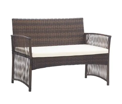 4-Daļīgs Dārza Atpūtas Mēbeļu Komplekts Ar Matraci, Brūns Pe Vidaxl