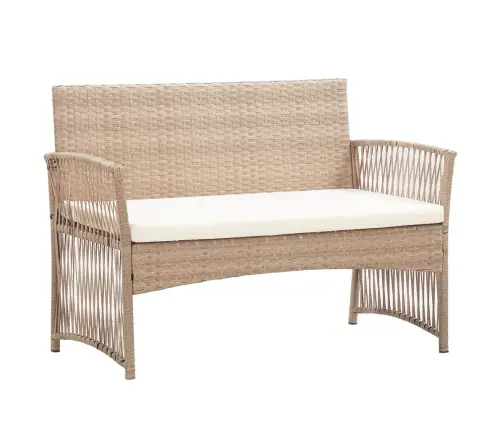 4-Daļīgs Dārza Atpūtas Mēbeļu Komplekts Ar Matraci, Bēšs Pe Vidaxl