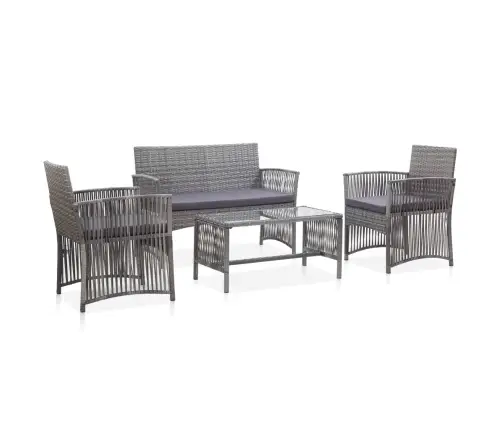 4-Daļīgs Dārza Atpūtas Mēbeļu Komplekts Ar Matraci, Pelēks Pe Vidaxl