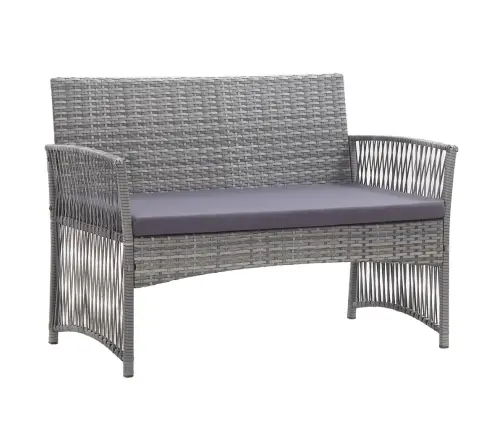 4-Daļīgs Dārza Atpūtas Mēbeļu Komplekts Ar Matraci, Pelēks Pe Vidaxl