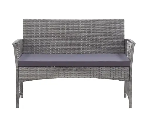 4-Daļīgs Dārza Atpūtas Mēbeļu Komplekts Ar Matraci, Pelēks Pe Vidaxl