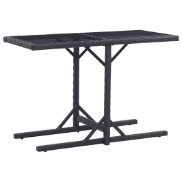 Sodo Stalas, Juodos Spalvos, 110X53X72cm Stiklas, Poliratanas
