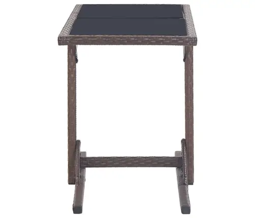 Dārza Galds, Brūns, 110X53X72 Cm Stikls Un Polietilēna Vidaxl