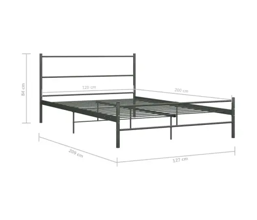 Gultas Rāmis, Pelēks Metāls, 120X200 Cm Vidaxl