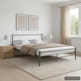 Gultas Rāmis Bez Matrača, Pelēks Metāls, 140X200 Cm Vidaxl