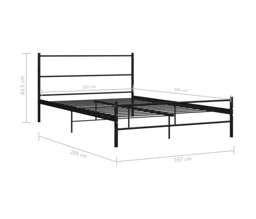 Voodiraam, Must, Metallist, 160 X 200 Cm Voodiraam, Must, Metallist, 160 X 200 Cm