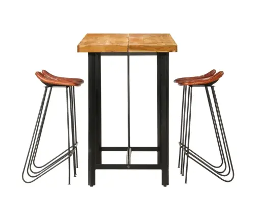 5-Osaline Baarikomplekt, Täispuit Ja Ehtne Nahk