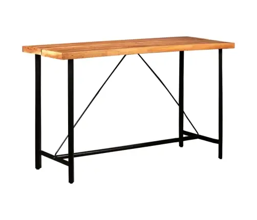 7-Daļīgs Bāra Mēbeļu Komplekts, Akācijas Masīvkoks, Dabīga Āda Vidaxl