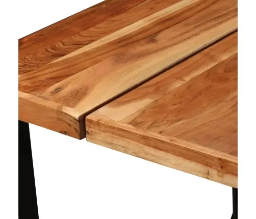 7-Daļīgs Bāra Mēbeļu Komplekts, Akācijas Masīvkoks, Dabīga Āda Vidaxl