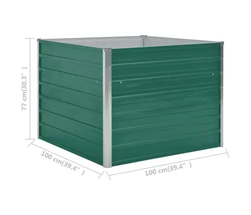 Kõrgendatud Peenrakast 100X100X77 cm Tsingitud Teras, Roheline