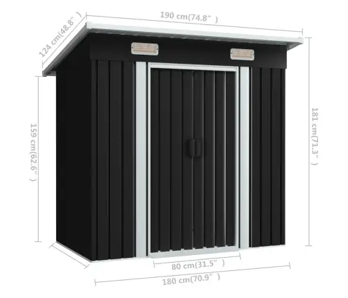 Dārza Šķūnis, Antracītpelēks Tērauds Vidaxl