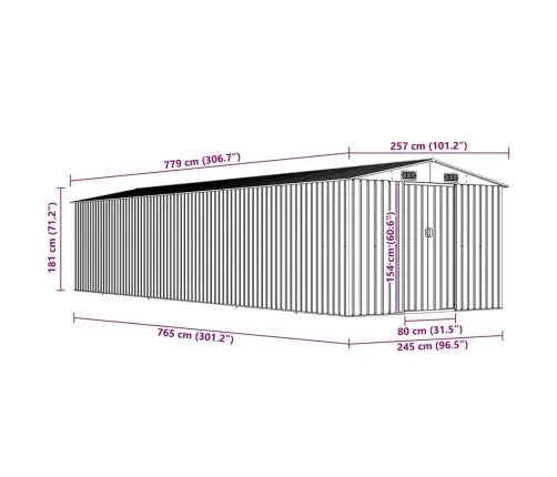 Aiakuur, Pruun, 257 X 779 X 181 cm Tsingitud Teras