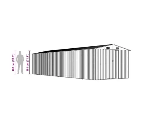 Sodo Pašiūrė, Žalia, 257X990X181cm Galvanizuotas Plienas