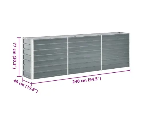 Augstā Puķu Kaste, Cinkots Tērauds, 240X40X77 Cm, Pelēka Vidaxl