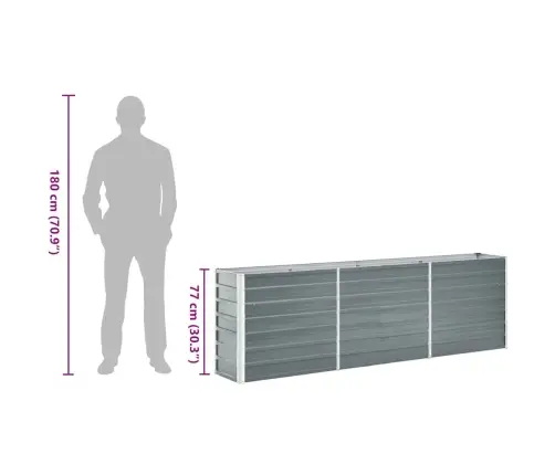 Augstā Puķu Kaste, Cinkots Tērauds, 240X40X77 Cm, Pelēka Vidaxl