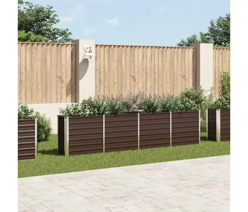 Puķu Kaste, Brūna, 320X40X77 Cm, Cinkots Tērauds Vidaxl