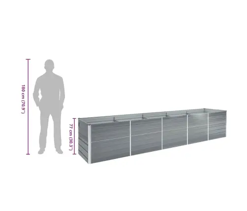 Augstā Puķu Kaste, Cinkots Tērauds, 400X80X77 Cm, Pelēka Vidaxl