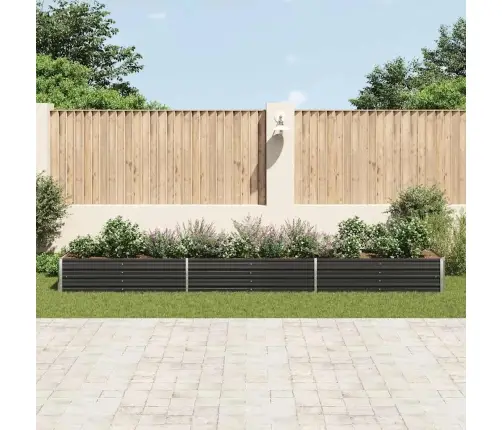 Augstā Puķu Kaste, Cinkots Tērauds, 480X80X45 Cm, Pelēka Vidaxl