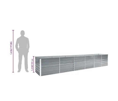 Augstā Puķu Kaste, Cinkots Tērauds, 480X80X77 Cm, Pelēka Vidaxl