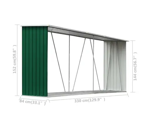 Puukuur Tsingitud Terasest, 330 X 84 X 152 cm Roheline