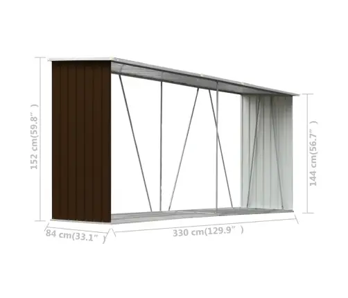 Malkas Nojume, Brūna, Cinkots Tērauds, 330X84X152 Cm Vidaxl