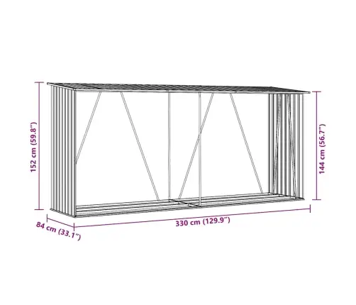 Malkas Nojume, Brūna, Cinkots Tērauds, 330X84X152 Cm Vidaxl