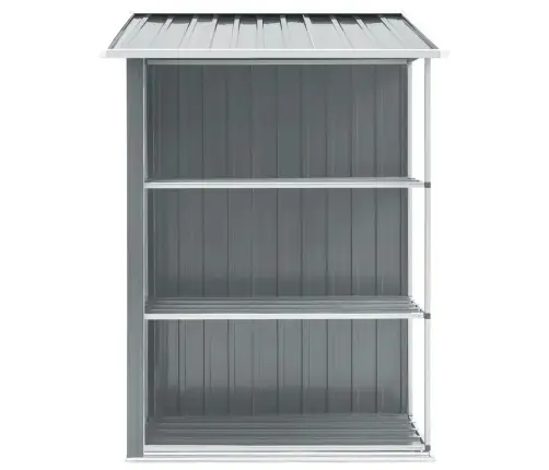 Dārza Šķūnis Ar Plauktu, Pelēks, 205X130X183 Cm, Dzelzs Vidaxl