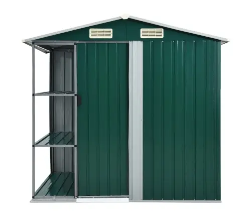 Dārza Šķūnis Ar Plauktu, Zaļš, 205X130X183 Cm, Dzelzs Vidaxl