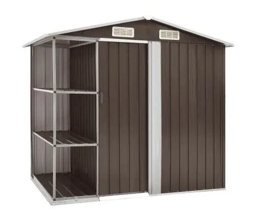 Dārza Šķūnis Ar Plauktu, Brūns, 205X130X183 Cm, Dzelzs Vidaxl