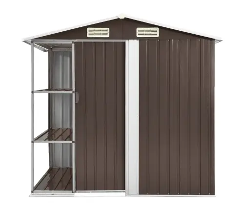 Dārza Šķūnis Ar Plauktu, Brūns, 205X130X183 Cm, Dzelzs Vidaxl