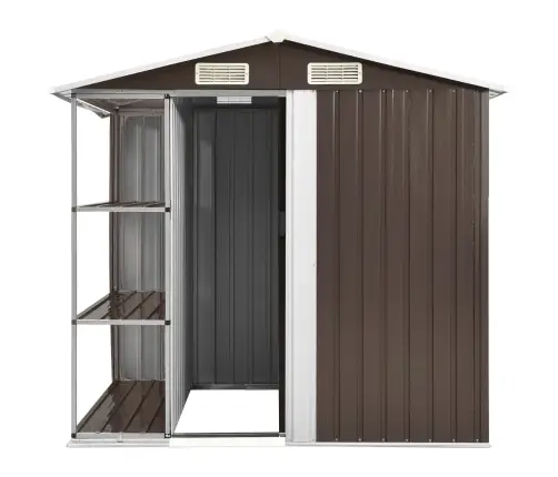 Dārza Šķūnis Ar Plauktu, Brūns, 205X130X183 Cm, Dzelzs Vidaxl