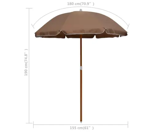 Aia Päikesevari, Teraspostiga, 180 cm Pruunikashall