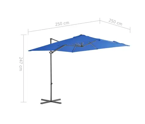 Konsooldisainiga Päikesevari, Teraspost, Sinine, 250 X 250 Cm