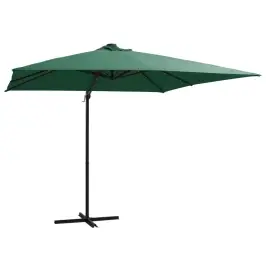 Saulessargs Ar Led Gaismām Un Tērauda Kātu, 250X250 Cm, Zaļš Vidaxl