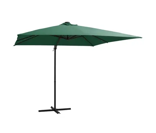 Saulessargs Ar Led Gaismām Un Tērauda Kātu, 250X250 Cm, Zaļš Vidaxl