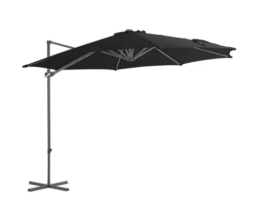 Gembinis Sodo Skėtis Su Plieniniu Stulpu, Juodas, 300Cm